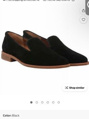 Franco Sarto Jeena Loafer Black suede leather velvet almond toe 7